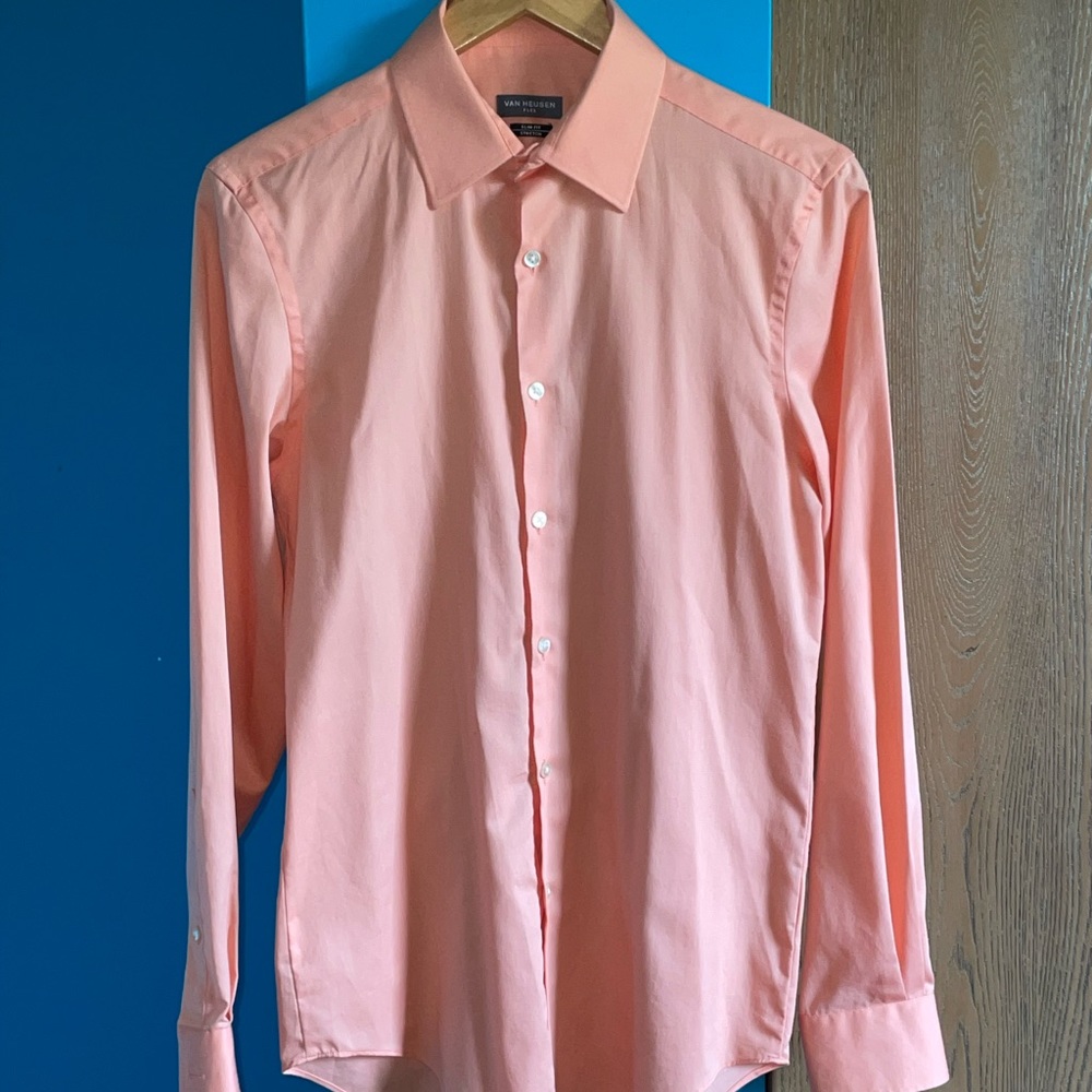Van Heusen Slim Fit Salmon Dress Shirt